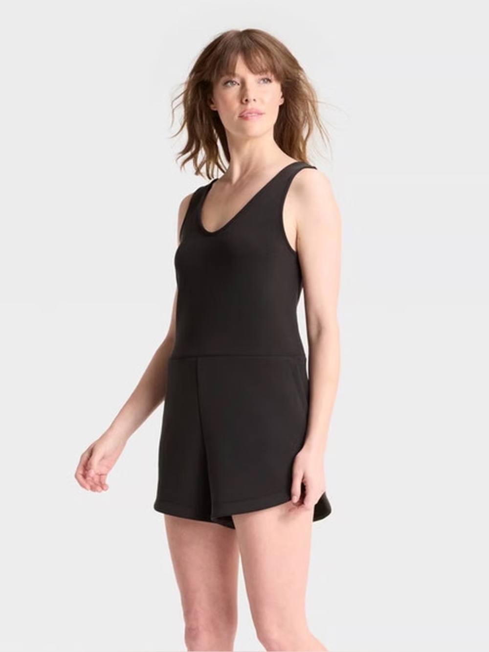 A New Day Women's Sandwash Mini Romper Black S Pockets Shorts Onesie Outfit
